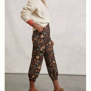 En Saison Anthropologie Curtis Jacquard Joggers, Chocolate Brown, Size Small